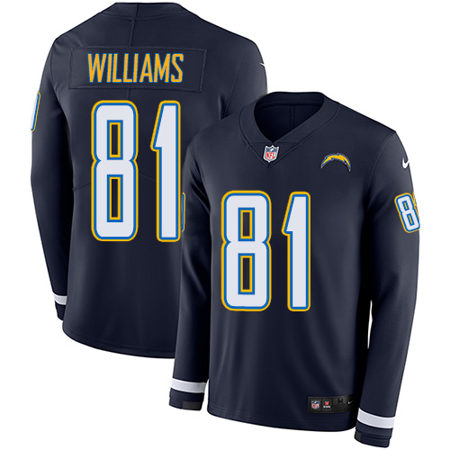 Nike Chargers #81 Mike Williams Navy Blue Team Color Men's Stitched NFL Limited Therma Long Sleeve Jersey Nike Chargers #81 Mike Williams Navy Blue Team Color Men's Stitched NFL Limited Therma Long Sleeve Jersey