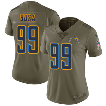 Nike Chargers #99 Joey Bosa Olive Women's Stitched NFL Limited 2017 Salute to Service Jersey