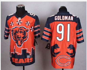 Nike Chicago Bears #91 Eddie Goldman Orange Men's Stitched NFL Elite Noble Fashion Jersey Nike Chicago Bears #91 Eddie Goldman Orange Men's Stitched NFL Elite Noble Fashion Jersey
