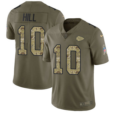 Nike Chiefs #10 Tyreek Hill Olive Camo Men's Stitched NFL Limited 2017 Salute To Service Jersey