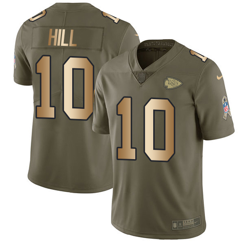 Nike Chiefs #10 Tyreek Hill Olive Gold Men's Stitched NFL Limited 2017 Salute To Service Jersey