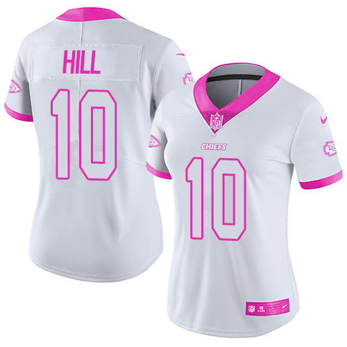 Nike Chiefs #10 Tyreek Hill White Pink Women's Stitched NFL Limited Rush Fashion Jersey