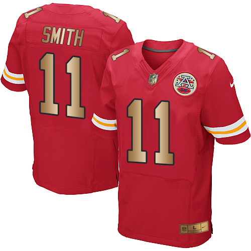 Nike Chiefs #11 Alex Smith Red Team Color Men's Stitched NFL Elite Gold Jersey Nike Chiefs #11 Alex Smith Red Team Color Men's Stitched NFL Elite Gold Jersey