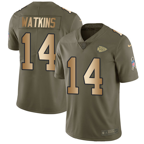 Nike Chiefs #14 Sammy Watkins Olive Gold Youth Stitched NFL Limited 2017 Salute to Service Jersey Nike Chiefs #14 Sammy Watkins Olive Gold Youth Stitched NFL Limited 2017 Salute to Service Jersey
