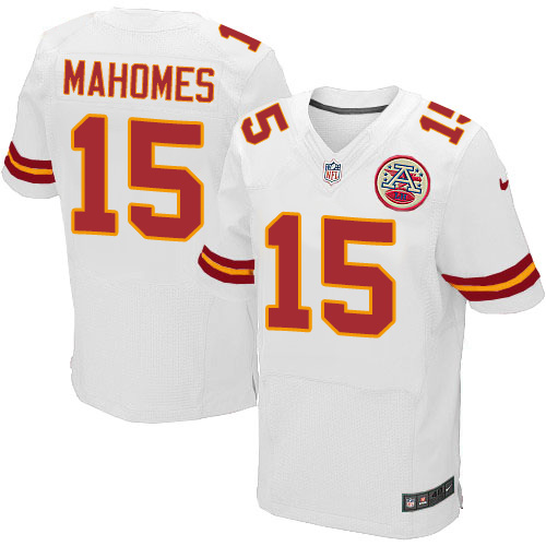 Nike Chiefs #15 Patrick Mahomes II White Men's Stitched NFL Elite Jersey Nike Chiefs #15 Patrick Mahomes II White Men's Stitched NFL Elite Jersey