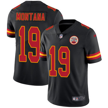 Nike Chiefs #19 Joe Montana Black Men's Stitched NFL Limited Rush Jersey Nike Chiefs #19 Joe Montana Black Men's Stitched NFL Limited Rush Jersey