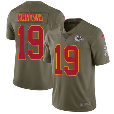 Nike Chiefs #19 Joe Montana Olive Men's Stitched NFL Limited 2017 Salute to Service Jersey Nike Chiefs #19 Joe Montana Olive Men's Stitched NFL Limited 2017 Salute to Service Jersey