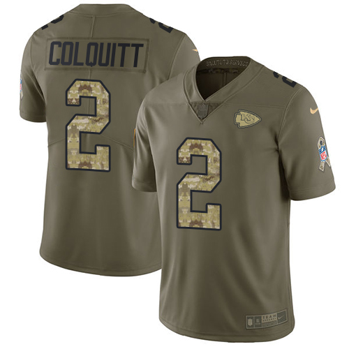 Nike Chiefs #2 Dustin Colquitt Olive Camo Men's Stitched NFL Limited 2017 Salute To Service Jersey