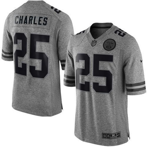 Nike Chiefs #25 Jamaal Charles Gray Men's Stitched NFL Limited Gridiron Gray Jersey Nike Chiefs #25 Jamaal Charles Gray Men's Stitched NFL Limited Gridiron Gray Jersey