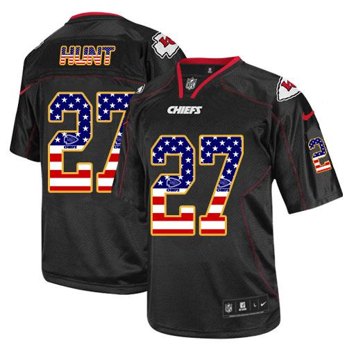 Nike Chiefs #27 Kareem Hunt Black Men's Stitched NFL Elite USA Flag Fashion Jersey Nike Chiefs #27 Kareem Hunt Black Men's Stitched NFL Elite USA Flag Fashion Jersey