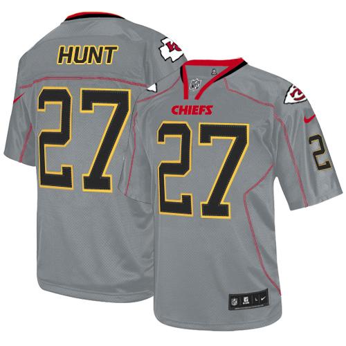 Nike Chiefs #27 Kareem Hunt Lights Out Grey Men's Stitched NFL Elite Jersey Nike Chiefs #27 Kareem Hunt Lights Out Grey Men's Stitched NFL Elite Jersey