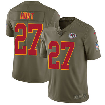Nike Chiefs #27 Kareem Hunt Olive Men's Stitched NFL Limited 2017 Salute to Service Jersey Nike Chiefs #27 Kareem Hunt Olive Men's Stitched NFL Limited 2017 Salute to Service Jersey
