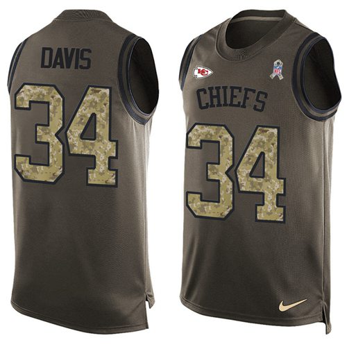 Nike Chiefs #34 Knile Davis Green Men's Stitched NFL Limited Salute To Service Tank Top Jersey