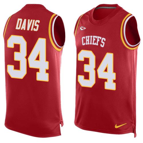 Nike Chiefs #34 Knile Davis Red Team Color Men's Stitched NFL Limited Tank Top Jersey