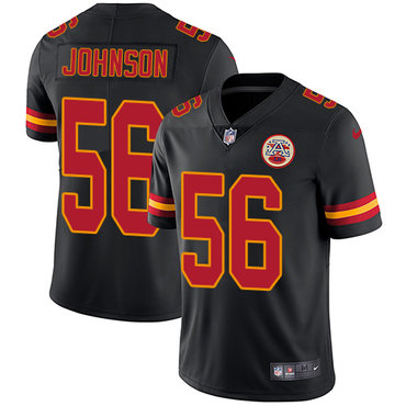 Nike Chiefs #56 Derrick Johnson Black Men's Stitched NFL Limited Rush Jersey Nike Chiefs #56 Derrick Johnson Black Men's Stitched NFL Limited Rush Jersey
