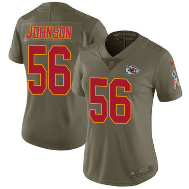 Nike Chiefs #56 Derrick Johnson Olive Women's Stitched NFL Limited 2017 Salute to Service Jersey