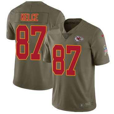 Nike Chiefs #87 Travis Kelce Olive Men's Stitched NFL Limited 2017 Salute to Service Jersey Nike Chiefs #87 Travis Kelce Olive Men's Stitched NFL Limited 2017 Salute to Service Jersey