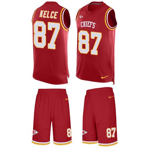 Nike Chiefs #87 Travis Kelce Red Team Color Men's Stitched NFL Limited Tank Top Suit Jersey Nike Chiefs #87 Travis Kelce Red Team Color Men's Stitched NFL Limited Tank Top Suit Jersey