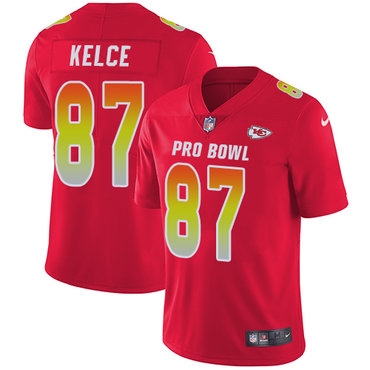 Nike Chiefs #87 Travis Kelce Red Women's Stitched NFL Limited AFC 2018 Pro Bowl Jersey