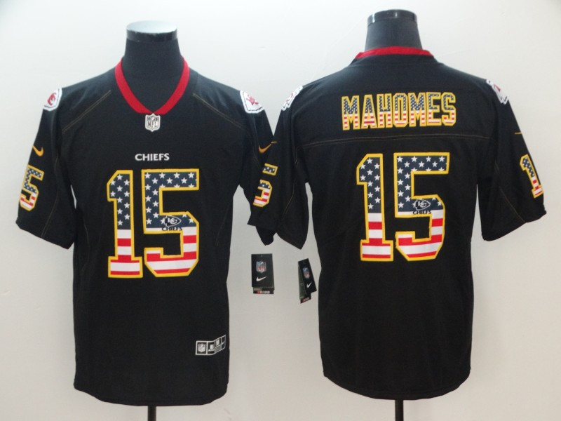 Nike Chiefs 15 Patrick Mahomes Black USA Flag Fashion Limited Jersey Nike Chiefs 15 Patrick Mahomes Black USA Flag Fashion Limited Jersey