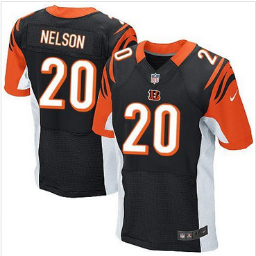 Nike Cincinnati Bengals #20 Reggie Nelson Black Team Color Men's Stitched NFL Elite Jersey Nike Cincinnati Bengals #20 Reggie Nelson Black Team Color Men's Stitched NFL Elite Jersey