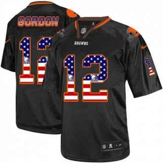 Nike Cleveland Browns #12 Josh Gordon Black NFL Elite USA Flag Fashion Jersey Nike Cleveland Browns #12 Josh Gordon Black NFL Elite USA Flag Fashion Jersey