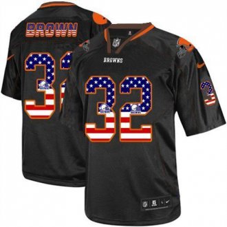 Nike Cleveland Browns #32 Jim Brown Black NFL Elite USA Flag Fashion Jersey Nike Cleveland Browns #32 Jim Brown Black NFL Elite USA Flag Fashion Jersey