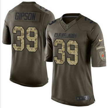 Nike Cleveland Browns #39 Tashaun Gipson Green Men's Stitched NFL Limited Salute to Service Jersey