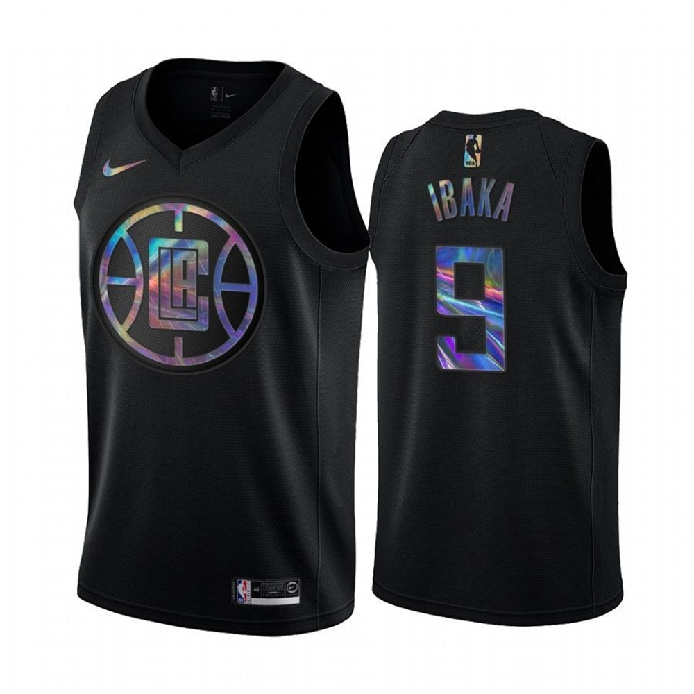 Nike Clippers #9 Serge Ibaka Men's Iridescent Holographic Collection NBA Jersey - Black Nike Clippers #9 Serge Ibaka Men's Iridescent Holographic Collection NBA Jersey - Black