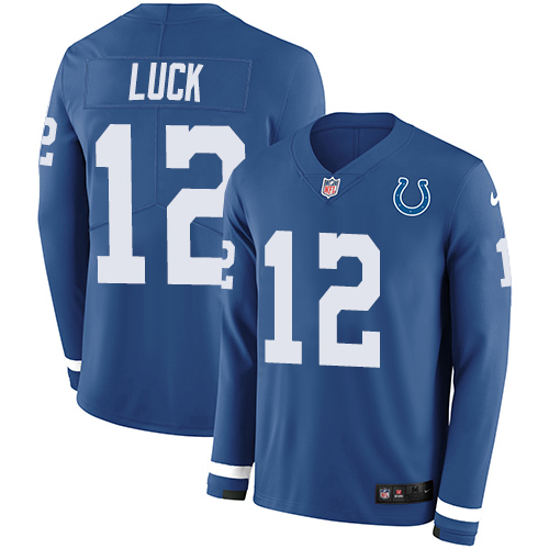 Nike Colts #12 Andrew Luck Royal Blue Team Color Men's Stitched NFL Limited Therma Long Sleeve Jersey Nike Colts #12 Andrew Luck Royal Blue Team Color Men's Stitched NFL Limited Therma Long Sleeve Jersey