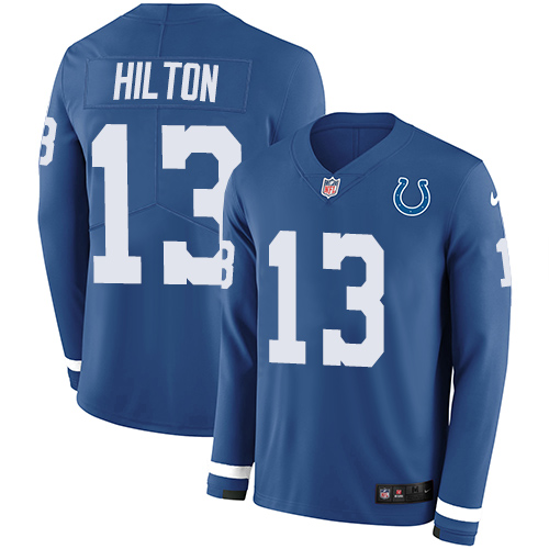 Nike Colts #13 T.Y. Hilton Royal Blue Team Color Men's Stitched NFL Limited Therma Long Sleeve Jersey Nike Colts #13 T.Y. Hilton Royal Blue Team Color Men's Stitched NFL Limited Therma Long Sleeve Jersey