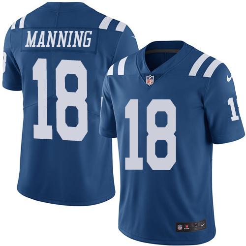 Nike Colts #18 Peyton Manning Royal Blue Men's Stitched NFL Limited Rush Jersey Nike Colts #18 Peyton Manning Royal Blue Men's Stitched NFL Limited Rush Jersey