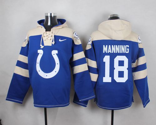 Nike Colts #18 Peyton Manning Royal Blue Player Pullover NFL Hoodie Nike Colts #18 Peyton Manning Royal Blue Player Pullover NFL Hoodie