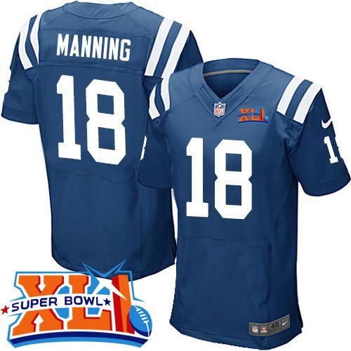 Nike Colts #18 Peyton Manning Royal Blue Team Color Super Bowl XLI Men's Stitched NFL Elite Jersey Nike Colts #18 Peyton Manning Royal Blue Team Color Super Bowl XLI Men's Stitched NFL Elite Jersey