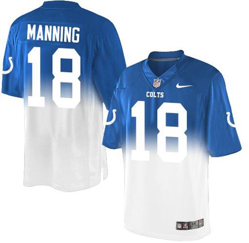 Nike Colts #18 Peyton Manning Royal Blue White Men's Stitched NFL Elite Fadeaway Fashion Jersey
