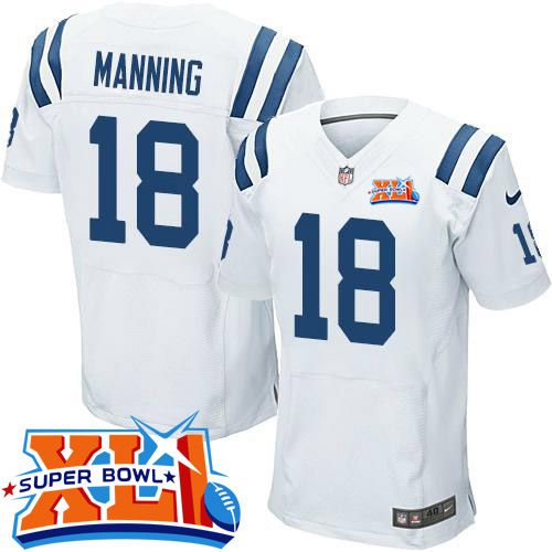 Nike Colts #18 Peyton Manning White Super Bowl XLI Men's Stitched NFL Elite Jersey Nike Colts #18 Peyton Manning White Super Bowl XLI Men's Stitched NFL Elite Jersey