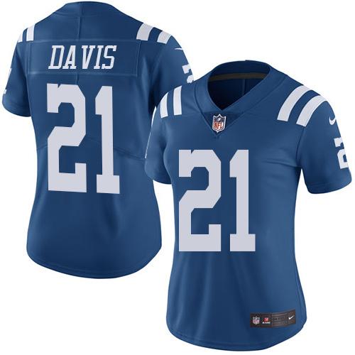 Nike Colts #21 Vontae Davis Royal Blue Women's Stitched NFL Limited Rush Jersey