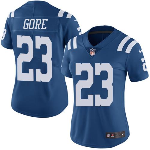 Nike Colts #23 Frank Gore Royal Blue Women's Stitched NFL Limited Rush Jersey