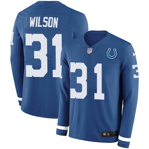 Nike Colts #31 Quincy Wilson Royal Blue Team Color Men's Stitched NFL Limited Therma Long Sleeve Jersey Nike Colts #31 Quincy Wilson Royal Blue Team Color Men's Stitched NFL Limited Therma Long Sleeve Jersey