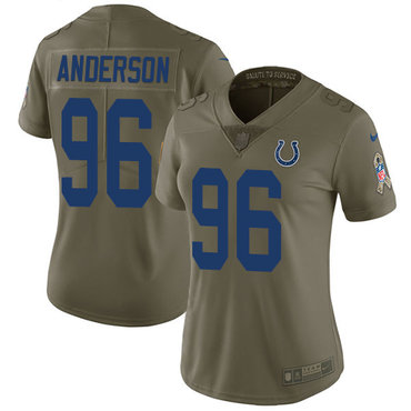 Nike Colts #96 Henry Anderson Olive Women's Stitched NFL Limited 2017 Salute to Service Jersey