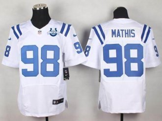 Nike Colts #98 Robert Mathis White With 30TH Seasons Patch Men's Stitched NFL Elite Jersey