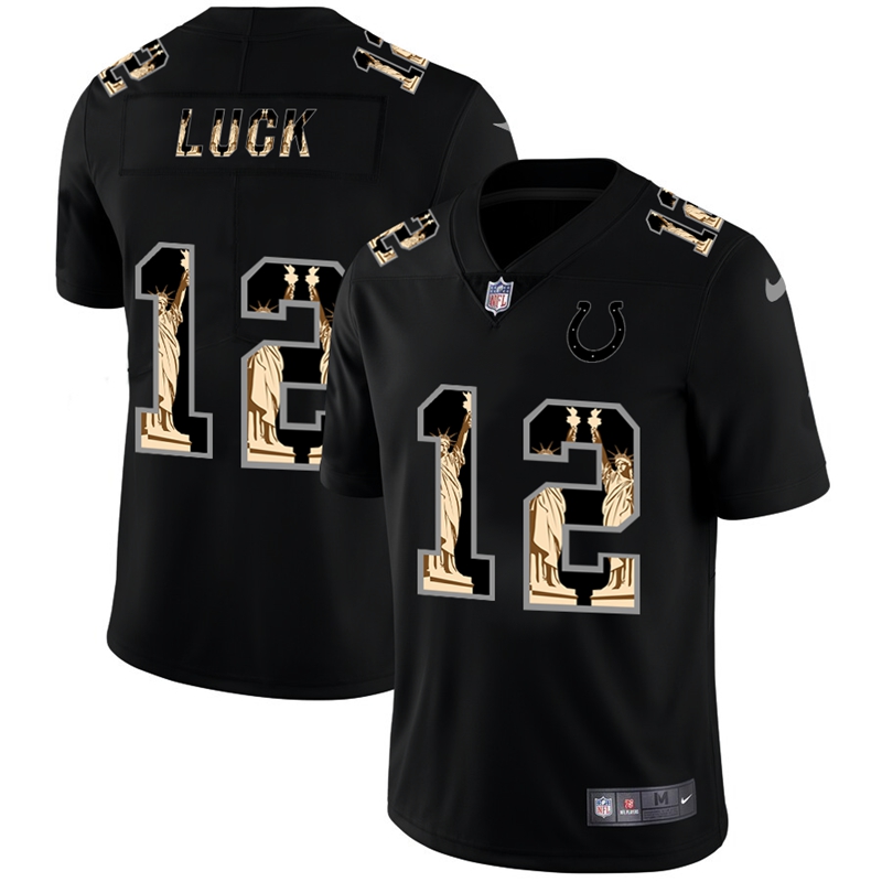 Nike Colts 12 Andrew Luck Black Statue Of Liberty Limited Jersey