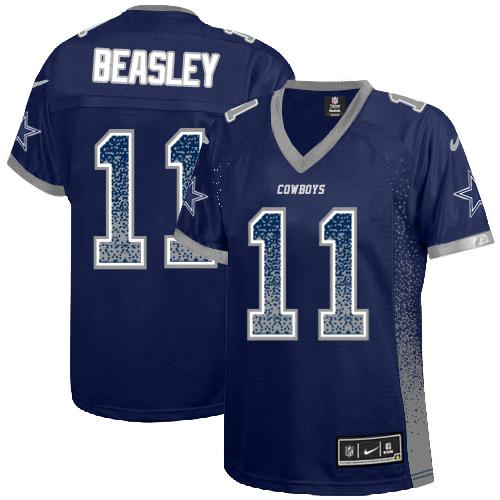 Nike Cowboys #11 Cole Beasley Navy Blue Team Color Women's Stitched NFL Elite Drift Fashion Jersey