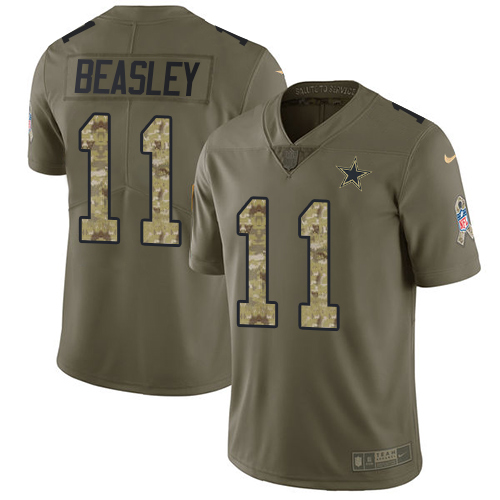 Nike Cowboys #11 Cole Beasley Olive Camo Youth Stitched NFL Limited 2017 Salute to Service Jersey