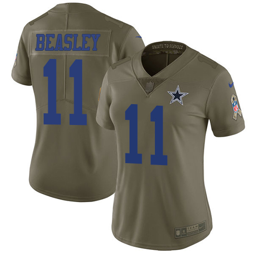 Nike Cowboys #11 Cole Beasley Olive Women's Stitched NFL Limited 2017 Salute to Service Jersey