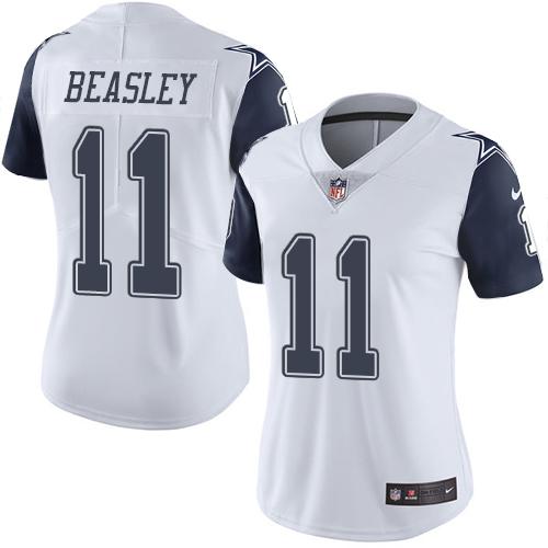 Nike Cowboys #11 Cole Beasley White Women's Stitched NFL Limited Rush Jersey