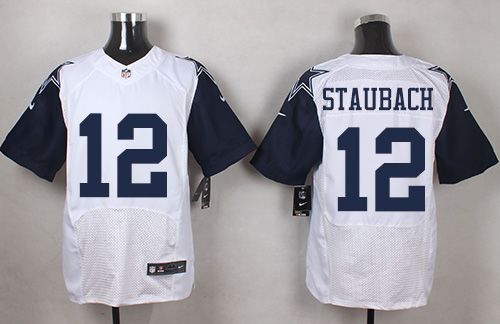 Nike Cowboys #12 Roger Staubach White Men's Stitched NFL Elite Rush jerseys Nike Cowboys #12 Roger Staubach White Men's Stitched NFL Elite Rush jerseys