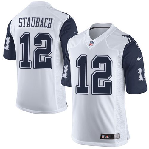 Nike Cowboys #12 Roger Staubach White Men's Stitched NFL Limited Rush Jersey Nike Cowboys #12 Roger Staubach White Men's Stitched NFL Limited Rush Jersey