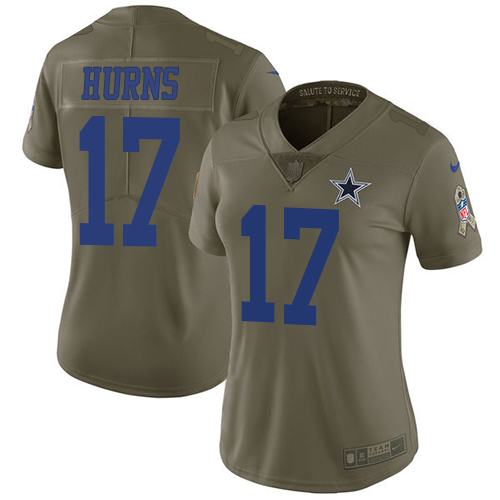 Nike Cowboys #17 Allen Hurns Olive Women's Stitched NFL Limited 2017 Salute to Service Jersey