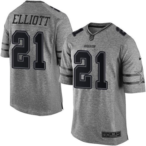Nike Cowboys #21 Ezekiel Elliott Gray Men's Stitched NFL Limited Gridiron Gray Jersey Nike Cowboys #21 Ezekiel Elliott Gray Men's Stitched NFL Limited Gridiron Gray Jersey